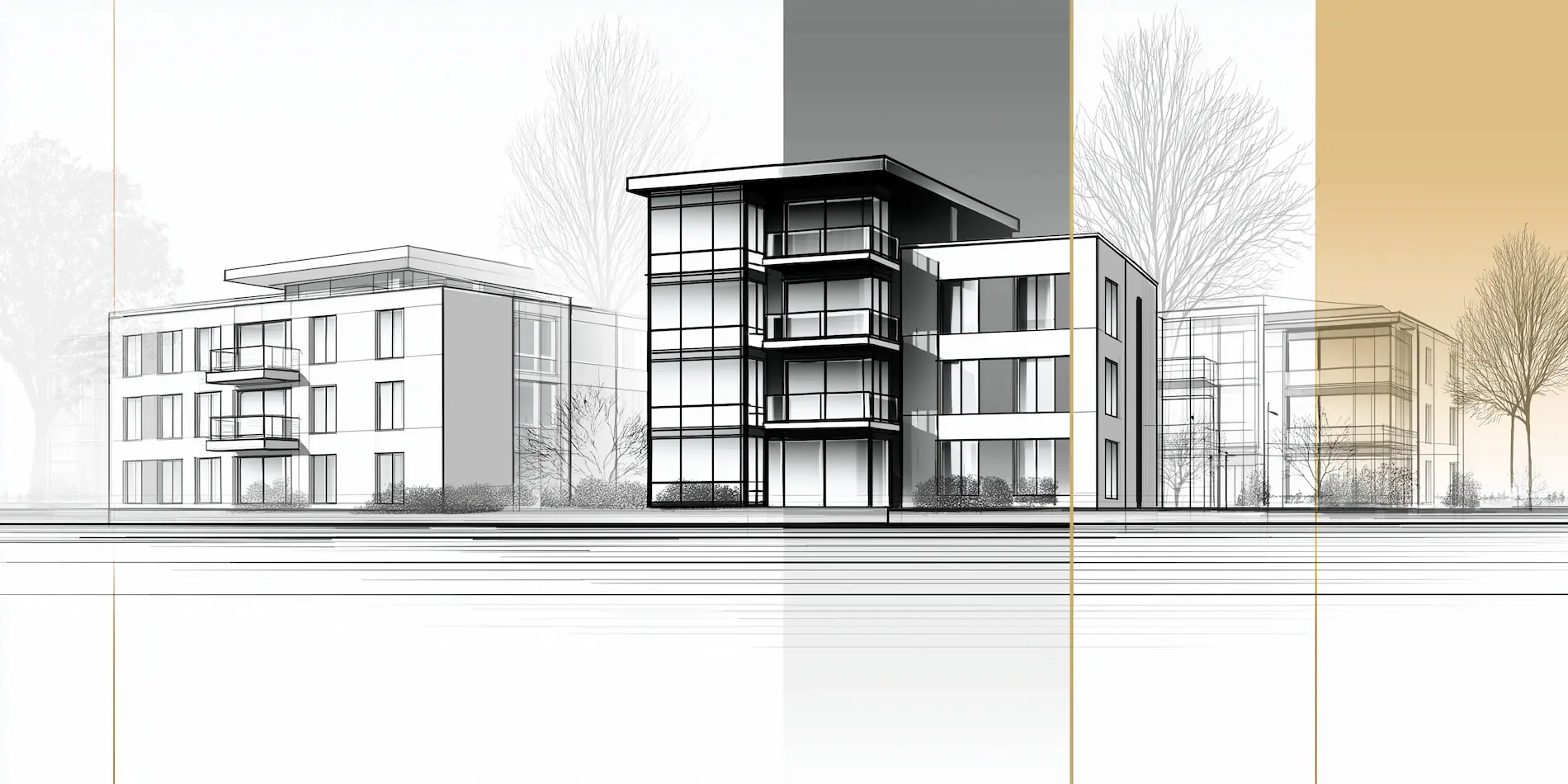 Bauzeichnung eines modernen Hauses